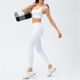 Chouyatou Women Shockproof Sports Bra High Waist Leggings Fitness Two-Piece Set