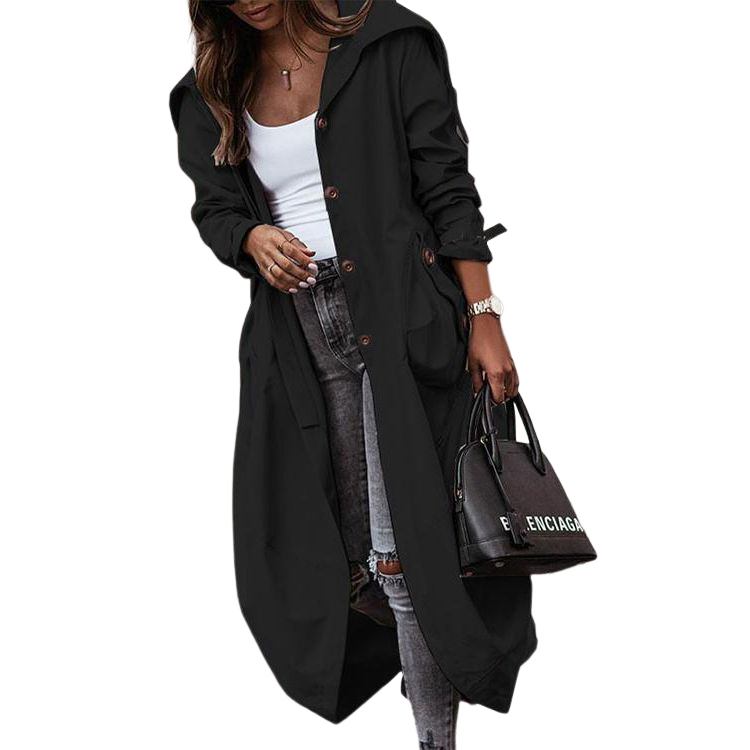 Chouyatou Women Single Breasted Pocket Belted Trench Coat