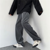 Chouyatou Men Casual Pants Corduroy Oversized Wide Leg Cargo Trousers