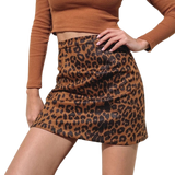 Chouyatou Women Sexy Leopard Print High Waist Hip Skirt