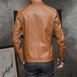 Chouyatou Men Thin PU Leather Jacket