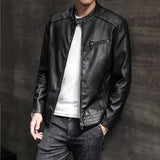 Chouyatou Men Thin PU Leather Jacket