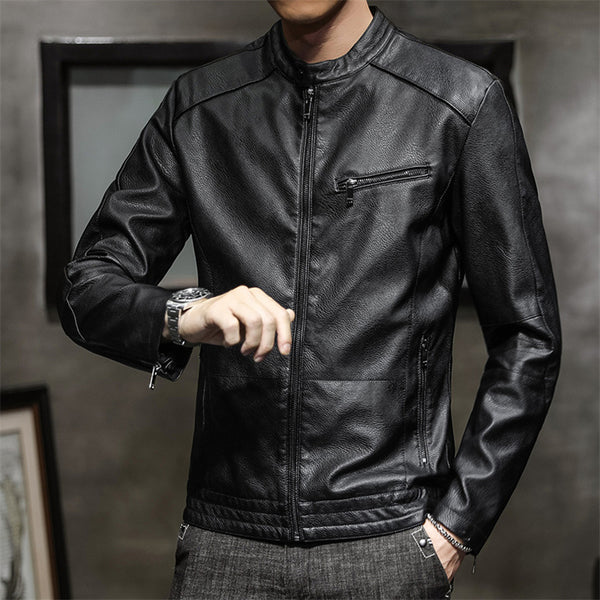 Chouyatou Men Thin PU Leather Jacket – CHOUYATOU