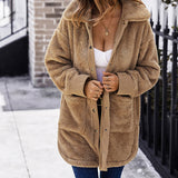 Chouyatou Women Winter Long-Sleeve Double-Face Fleece Coat