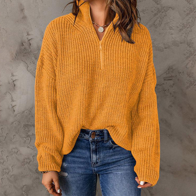 Chouyatou Women Turtleneck Pullover Knitted Versatile Sweater