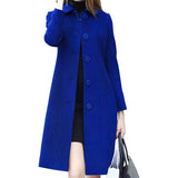 Chouyatou Women's Fall Winter Elegant Single Breasted Long Wool Coat Overcoat