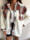 Chouyatou Women Flannel Button Down Fleece Jacket Fall Fuzzy Plaid Blouse Jacket Winter Lightweight Coats