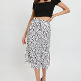 Chouyatou Women Chiffon Print Slit Skirt