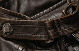 Chouyatou Men's Vintage Stand Collar Pu Leather Jacket - CHOUYATOU