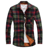 Chouyatou Men Casual Long Sleeve Fleece Lined Plaid Flannel Buttoned Overshirts Jacket