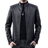 Chouyatou Men Slim Biker Leather Jacket