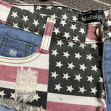 Chouyatou Women's Low-Rise American Flag Print Daisy Duke Ripped Denim Shorts - CHOUYATOU