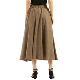 Chouyatou Women Vintage High Waist Front Button Long Skirt with Pockets