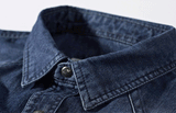 Chouyatou Men's Essential Snap Button Down Long Sleeve Washed Denim Shirt