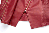 Chouyatou Women's Candy Asymmetric Zip Slim Faux Leather Cropped Moto Jacket